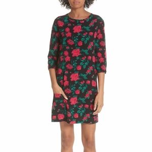 NWT $348 Equipment Aubrey Floral / Rose Red and Black Shift Dress in size XS!